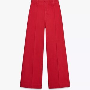 Zara Red Wide-Leg Jeans